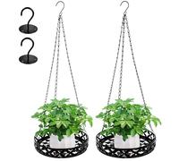 BORDEAG Macetas colgantes de metal, 2 unidades, maceteros colgantes de metal, para interiores, colgantes, macetas, para exteriores, interiores, balcones, techos, colgantes de 25 cm, 22 cm