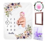 BORDEAG Manta de hito para bebé - Personalizada, gruesa y suave, manta mensual para niñas y niños, con mes como regalo de nacimiento 130 x 100 cm, regalo adorable para nacimiento