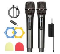 BORDEAG Micrófono Inalámbrico,2 Piezas Microfonos Inalambricos con Receptor Recargable,Karaoke Dual Microfono,Microfono Karaoke para Karaoke,Fiestas,Iglesia,Boda,Reuniones