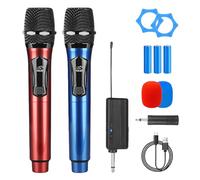 BORDEAG Micrófono Inalámbrico,2 Piezas Microfonos Inalambricos con Receptor Recargable,Microfono Karaoke,Karaoke Dual Microfono para Karaoke,Boda,Reuniones,Fiestas,Iglesia