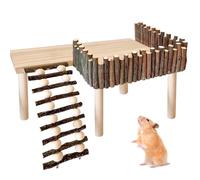 BORDEAG Plataforma de Escalada para Hámster con Escalera de Madera, Valla y Área de Juego