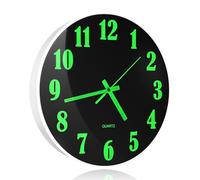 BORDEAG Reloj de Pared Luminoso, Reloj de Pared Luminoso 30 cm, Sin Tictac, Relojes de Pared Funciona con Batería Para Casa, Escuela Oficina