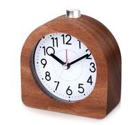 BORDEAG Reloj Despertador De Madera, Despertador Analógico, Reloj Analógico De Madera con Función Snooze, Reloj Despertador Analogico para Dormitorio, Estudio, Oficina