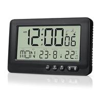 BORDEAG Reloj Despertador Digital, Despertador Digital, Despertador, con Indicador De Temperatura, Indicador de Fecha, Dos Horas de Alarma, Repetición de Alarma, Negro