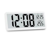 BORDEAG Reloj inalámbrico digital, reloj de pared digital, reloj de pared digital con indicador de temperatura e higrómetro fecha, despertador, reloj digital, pantalla grande, reloj digital para