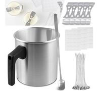 BORDEAG Taza Para Derretir Cera,1.2 L Olla Para Hacer Velas Con Cuchara,Olla Para Fundir Cera Jarra,Olla Para Derretir Cera Para Velas Para Hacer Velas,Mecha Para Velas Y Punto De Pegamento Base