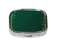 Border Clover - Pastillero cuadrado de metal, organizador de medicamentos de viaje, 2 compartimentos, portátil, pequeño estuche de almacenamiento