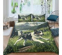 Border Collie 3D Impreso Juego De Ropa De Cama Motivo De Animales Funda Nórdica con Cremallera Microfibra Y 2 Fundas De Almohada 3 Piezas King(220x240cm)