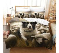 Border Collie 3D Impreso Juego De Ropa De Cama Motivo De Animales Funda Nórdica con Cremallera Transpirable Y 2 Fundas De Almohada 3 Piezas Single(140x200cm)