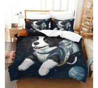 Border Collie 3D Impreso Juego De Ropa De Cama Motivo De Animales Fundas De Edredón con Cremalleras Suave Y 2 Fundas De Almohada 3 Piezas Super King(260x220cm)