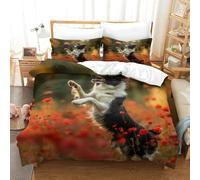 Border Collie 3D Impreso Ropa De Cama Motivo De Animales Funda Nórdica con Cremallera Suave Y 2 Fundas De Almohada 3 Piezas Super King(260x220cm)