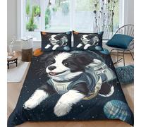 Border Collie 3D Impreso Ropa De Cama Motivo De Animales Funda Nórdica con Cremallera Transpirable Y 2 Fundas De Almohada 3 Piezas Double(200x200cm)