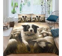 Border Collie 3D Impreso Ropa De Cama Motivo De Animales Funda Nórdica con Cremalleras Transpirable Y 2 Fundas De Almohada 3 Piezas Double(200x200cm)