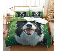 Border Collie 3D Impreso Ropa De Cama Motivo De Animales Fundas De Edredón con Cremallera Transpirable 2 Fundas De Almohada 3 Piezas Super King(260x220cm)