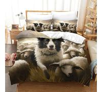 Border Collie 3D Impreso Ropa De Cama Motivo De Animales Fundas De Edredón con Cremalleras Suave 2 Fundas De Almohada 3 Piezas Super King(260x220cm)
