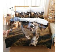 Border Collie 3D Impreso Ropa De Cama Motivo De Animales Fundas De Edredón con Cremalleras Transpirable Incluye 1 Funda Nórdica Y 2 Funda De Almohada 3 Piezas Super King(260x220cm)