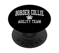 Border Collie Agility Team Vintage Distressed Varsity Texto PopSockets PopGrip Adhesivo