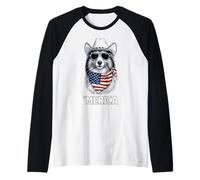 Border Collie Bandera Americana Bandana Gafas De Sol Sombrero De Vaquero Camiseta Manga Raglan