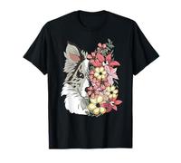 Border Collie Blue Merle Con Flores Camiseta