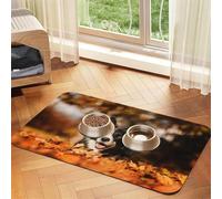 Border Collie Bokeh Autumn Black Border Collie,Waterproof Pet Feeding Mat,PU Leather Placemats for Cat Dog Water Bowl,Food Mats,30x45cm