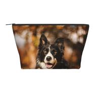 Border Collie Bokeh Otoño Border Collie Negro, Bolsa de artículos de tocador Bolsa de Maquillaje Bolsa de cosméticos Bolsa de artículos de tocador de Viaje portátil