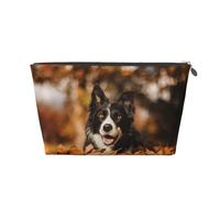 Border Collie Bokeh Otoño Border Collie Negro, Bolsa de artículos de tocador Bolsa de Maquillaje Bolsa de cosméticos Bolsa de artículos de tocador de Viaje portátil