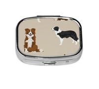 Border Collie Border raza de perro básica mixta, Pastillero cuadrado para bolsillo o monedero, pequeño contenedor de pastillas, organizador de pastillas de viaje