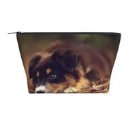 Border Collie Cachorro Bokeh Border Collie Marrón, Bolsa de artículos de tocador Bolsa de Maquillaje Bolsa de cosméticos Bolsa de artículos de tocador de Viaje portátil