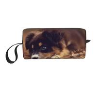 Border Collie Cachorro Bokeh Border Collie Marrón, Bolsa de Maquillaje Bolsa de cosméticos Bolsa de artículos de tocador de Viaje portátil Bolsa de Maquillaje
