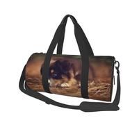 Border Collie Cachorro Bokeh Border Collie Marrón, Bolsa de Viaje de Gran Capacidad, Bolso Redondo, Bolsa de Viaje Deportiva, Bolsa de Mano, Bolsa de Fitness