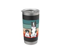 Border Collie Cachorro Perro adulto Curioso Relajado Felices Vaso térmico de acero inoxidable de doble pared