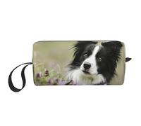 Border Collie Césped Border Collie Negro Mascotas, Bolsa de Maquillaje Bolsa de cosméticos Bolsa de artículos de tocador de Viaje portátil Bolsa de Maquillaje