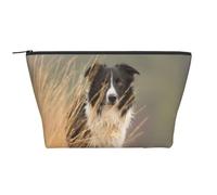 Border Collie Césped Mascotas Borde Blanco Negro, Bolsa de artículos de tocador Bolsa de Maquillaje Bolsa de cosméticos Bolsa de artículos de tocador de Viaje portátil
