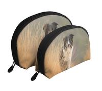 Border Collie Césped Mascotas Borde Blanco Negro, Bolsa de Maquillaje de Concha, Monedero pequeño para Mujer, Bolsa de artículos de tocador, Bolsa de cosméticos, 2 Piezas