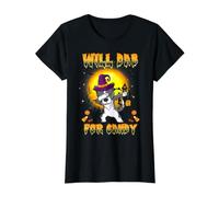 Border Collie Dabbing Dog Will Dab for Candy Funny Halloween Camiseta gráfica económica, Mujer, Negro, XS