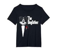 Border Collie Dad | The Dogfather | Parodia para Perros Camiseta, Mujer Tallas Grandes, Negro, 1XL Grande