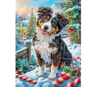 Border Collie Dans le Jardin de Noël Puzzle 1000 Piezas Cartón Blanco Premium para Expertos Mitos Cuento de Hadas Vacaciones Fines Semana Hobby Y Ocio Regalo Navideño 1000 PCS