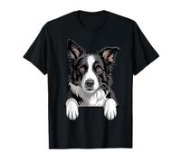 Border Collie Divertido Peeking Pocket Puppy Dog Lover Camiseta