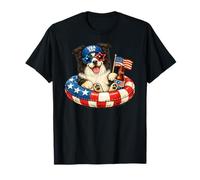Border Collie Dog 2026 4 de Julio Bandera patriótica Estadounidense Camiseta