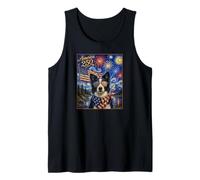 Border Collie Dog Art on America 250, Bandera Estadounidense del 4 de Julio Camiseta sin Mangas