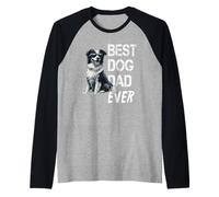 Border Collie Dog Lover Vintage Best Border Collie Dad Camiseta Manga Raglan