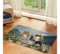 Border Collie Dogs Pets Grassland Black Border,Waterproof Pet Feeding Mat,PU Leather Placemats for Cat Dog Water Bowl,Food Mats,30x45cm