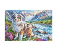 Border Collie en Campo de Flores Puzzles 1000 Piezas Moderno Decorativo Rompecabezas Familiar para Hombres Y Mujeres Aliviar Estrés Maquetas Construir 1000 PCS