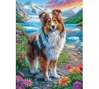 Border Collie en Las Flores Puzzle 1000 Piezas Cartón Grueso para Adultos Y Adolescentes Animales fantásticos de Animales Salvajes Calmar La Mente Entretenimiento Casero Regalo Ideal 1