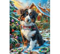 Border Collie en Las Flores Rompecabezas 300 Piezas Cartón para Mayores Animales fantásticos de Animales Salvajes para Ocupar Tiempo Actividad Antiestrés Decoración Mural Mejor Valorado 300 PCS