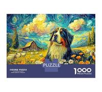 Border Collie Entre Flores 1000 Piezas Set De Puzzle Mascota Rural Puzzle Premium, Cartón Resistente - DIY Super Divertido para La Familia, Decoración Bonita, Regalo De Cumple Ideal 52x38cm/1000pcs