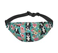 Border Collie Florals - Riñonera ajustable con diseño floral, bolsa de cintura grande, bolsa de viaje unisex, Black, Talla única, Mochila informal