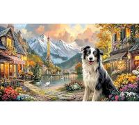 Border-Collie-in-Mountain-Landscape Puzzle Adultos 1000 Piezas Juego Educativo relajación Desafiante Papel Reciclado Idea de Regalo 38x26/1000pcs