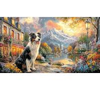 Border-Collie-in-Mountain-Landscape Puzzle de 1000 Piezas para Adultos Papel Reciclado Juego Educativo Desafiante 70x50/1000pcs