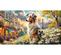 Border-Collie-in-Sunny-Meadow 1000 Piezas Puzzle Educativo Papel Reciclado para Adultos Desafiante Idea 38x26/1000pcs